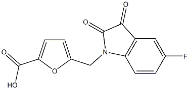 5-[(5-fluoro-2,3-dioxo-2,3-dihydro-1H-indol-1-yl)methyl]furan-2-carboxylic acid,,结构式
