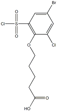 5-[4-bromo-2-chloro-6-(chlorosulfonyl)phenoxy]pentanoic acid Structure