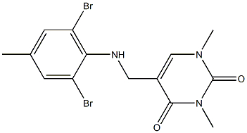5-{[(2,6-dibromo-4-methylphenyl)amino]methyl}-1,3-dimethyl-1,2,3,4-tetrahydropyrimidine-2,4-dione Struktur