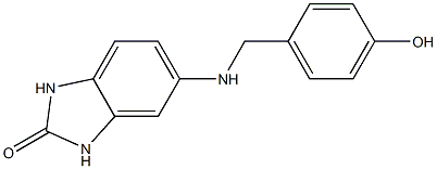 5-{[(4-hydroxyphenyl)methyl]amino}-2,3-dihydro-1H-1,3-benzodiazol-2-one 化学構造式