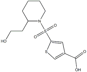 5-{[2-(2-hydroxyethyl)piperidine-1-]sulfonyl}thiophene-3-carboxylic acid 化学構造式
