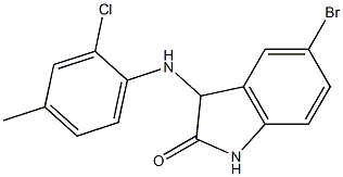 5-bromo-3-[(2-chloro-4-methylphenyl)amino]-2,3-dihydro-1H-indol-2-one,,结构式