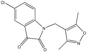 5-chloro-1-[(3,5-dimethyl-1,2-oxazol-4-yl)methyl]-2,3-dihydro-1H-indole-2,3-dione,,结构式