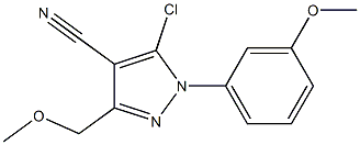 5-chloro-3-(methoxymethyl)-1-(3-methoxyphenyl)-1H-pyrazole-4-carbonitrile,,结构式