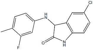 5-chloro-3-[(3-fluoro-4-methylphenyl)amino]-2,3-dihydro-1H-indol-2-one 化学構造式