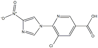 5-chloro-6-(4-nitro-1H-imidazol-1-yl)pyridine-3-carboxylic acid 化学構造式