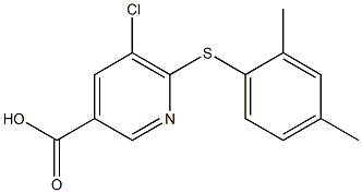 5-chloro-6-[(2,4-dimethylphenyl)sulfanyl]pyridine-3-carboxylic acid 化学構造式