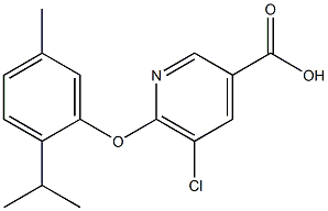 5-chloro-6-[5-methyl-2-(propan-2-yl)phenoxy]pyridine-3-carboxylic acid Struktur