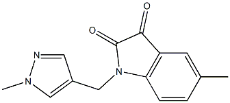 5-methyl-1-[(1-methyl-1H-pyrazol-4-yl)methyl]-2,3-dihydro-1H-indole-2,3-dione,,结构式