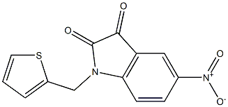 5-nitro-1-(thiophen-2-ylmethyl)-2,3-dihydro-1H-indole-2,3-dione,,结构式