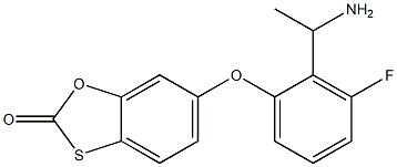 6-[2-(1-aminoethyl)-3-fluorophenoxy]-2H-1,3-benzoxathiol-2-one Struktur