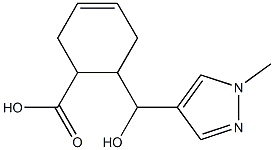 6-[hydroxy(1-methyl-1H-pyrazol-4-yl)methyl]cyclohex-3-ene-1-carboxylic acid Struktur