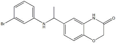 6-{1-[(3-bromophenyl)amino]ethyl}-3,4-dihydro-2H-1,4-benzoxazin-3-one 化学構造式