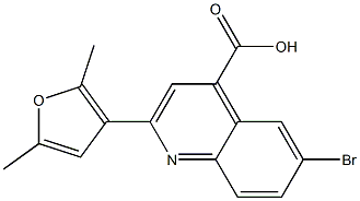 6-bromo-2-(2,5-dimethylfuran-3-yl)quinoline-4-carboxylic acid 化学構造式