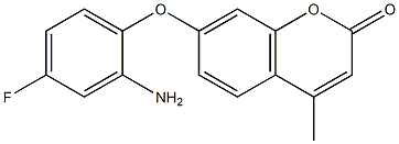 7-(2-amino-4-fluorophenoxy)-4-methyl-2H-chromen-2-one 化学構造式