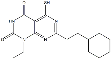 7-(2-cyclohexylethyl)-1-ethyl-5-mercaptopyrimido[4,5-d]pyrimidine-2,4(1H,3H)-dione,,结构式