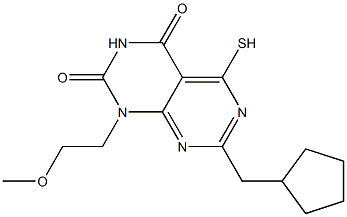 7-(cyclopentylmethyl)-5-mercapto-1-(2-methoxyethyl)pyrimido[4,5-d]pyrimidine-2,4(1H,3H)-dione,,结构式