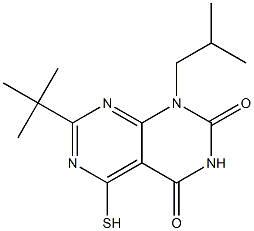 7-tert-butyl-1-isobutyl-5-mercaptopyrimido[4,5-d]pyrimidine-2,4(1H,3H)-dione,,结构式