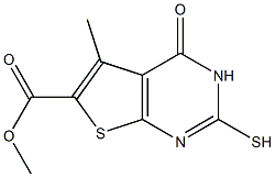 methyl 2-mercapto-5-methyl-4-oxo-3,4-dihydrothieno[2,3-d]pyrimidine-6-carboxylate Struktur