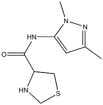 N-(1,3-dimethyl-1H-pyrazol-5-yl)-1,3-thiazolidine-4-carboxamide,,结构式