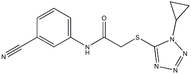 N-(3-cyanophenyl)-2-[(1-cyclopropyl-1H-1,2,3,4-tetrazol-5-yl)sulfanyl]acetamide,,结构式
