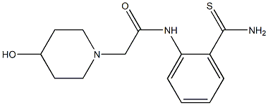N-[2-(aminocarbonothioyl)phenyl]-2-(4-hydroxypiperidin-1-yl)acetamide 化学構造式