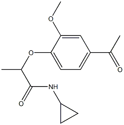 N-cyclopropyl-2-(4-acetyl-2-methoxyphenoxy)propanamide 化学構造式