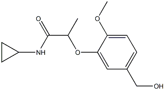 N-cyclopropyl-2-[5-(hydroxymethyl)-2-methoxyphenoxy]propanamide 化学構造式