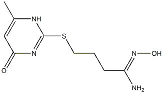 N'-hydroxy-4-[(6-methyl-4-oxo-1,4-dihydropyrimidin-2-yl)sulfanyl]butanimidamide 化学構造式