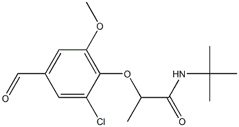 N-tert-butyl-2-(2-chloro-4-formyl-6-methoxyphenoxy)propanamide 结构式