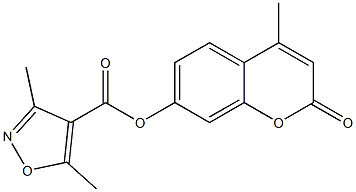 4-Isoxazolecarboxylic  acid,  3,5-dimethyl-,  4-methyl-2-oxo-2H-1-benzopyran-7-yl  ester 化学構造式