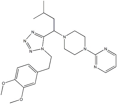 2-[4-[1-[1-[2-(3,4-dimethoxyphenyl)ethyl]tetrazol-5-yl]-3-methyl-butyl]piperazin-1-yl]pyrimidine 化学構造式