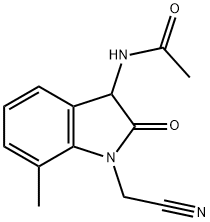 Acetamide,  N-[1-(cyanomethyl)-2,3-dihydro-7-methyl-2-oxo-1H-indol-3-yl]- 结构式