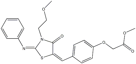  methyl (4-{[3-(2-methoxyethyl)-4-oxo-2-(phenylimino)-1,3-thiazolidin-5-ylidene]methyl}phenoxy)acetate