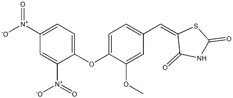 5-(4-{2,4-bisnitrophenoxy}-3-methoxybenzylidene)-1,3-thiazolidine-2,4-dione 化学構造式