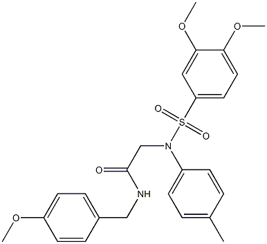 2-[{[3,4-bis(methyloxy)phenyl]sulfonyl}(4-methylphenyl)amino]-N-{[4-(methyloxy)phenyl]methyl}acetamide Structure