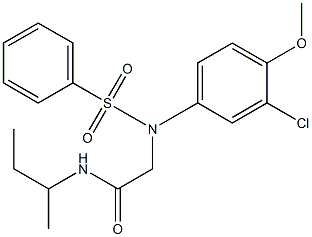 N-(sec-butyl)-2-[3-chloro-4-methoxy(phenylsulfonyl)anilino]acetamide,,结构式