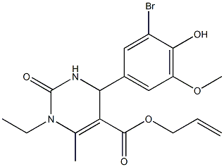 allyl 4-(3-bromo-4-hydroxy-5-methoxyphenyl)-1-ethyl-6-methyl-2-oxo-1,2,3,4-tetrahydro-5-pyrimidinecarboxylate Structure