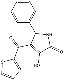 3-hydroxy-5-phenyl-4-(2-thienylcarbonyl)-1,5-dihydro-2H-pyrrol-2-one,,结构式