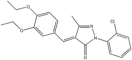 2-(2-chlorophenyl)-4-(3,4-diethoxybenzylidene)-5-methyl-2,4-dihydro-3H-pyrazol-3-one 化学構造式