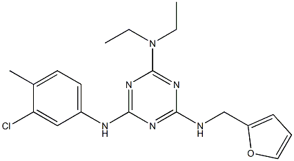 N-[4-(3-chloro-4-methylanilino)-6-(diethylamino)-1,3,5-triazin-2-yl]-N-(2-furylmethyl)amine Struktur