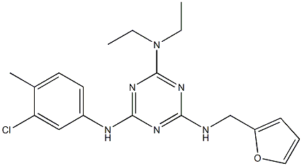 N-[4-(3-chloro-4-methylanilino)-6-(diethylamino)-1,3,5-triazin-2-yl]-N-(2-furylmethyl)amine 化学構造式