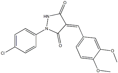 1-(4-chlorophenyl)-4-(3,4-dimethoxybenzylidene)-3,5-pyrazolidinedione Structure