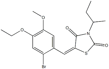 5-(2-bromo-4-ethoxy-5-methoxybenzylidene)-3-sec-butyl-1,3-thiazolidine-2,4-dione,,结构式