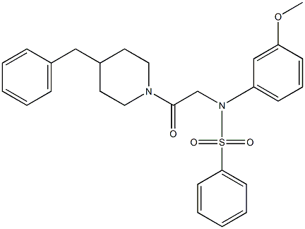 N-[2-(4-benzylpiperidin-1-yl)-2-oxoethyl]-N-(3-methoxyphenyl)benzenesulfonamide 化学構造式