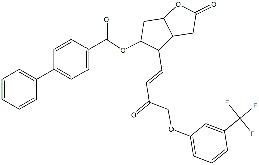 2-oxo-4-{3-oxo-4-[3-(trifluoromethyl)phenoxy]-1-butenyl}hexahydro-2H-cyclopenta[b]furan-5-yl [1,1'-biphenyl]-4-carboxylate,,结构式