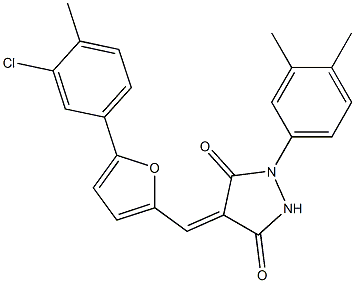 4-{[5-(3-chloro-4-methylphenyl)-2-furyl]methylene}-1-(3,4-dimethylphenyl)-3,5-pyrazolidinedione,,结构式