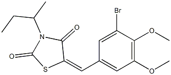 5-(3-bromo-4,5-dimethoxybenzylidene)-3-sec-butyl-1,3-thiazolidine-2,4-dione 化学構造式