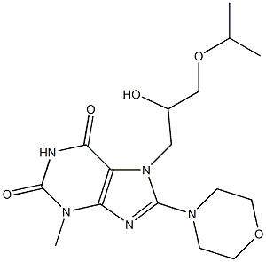 7-(2-hydroxy-3-isopropoxypropyl)-3-methyl-8-(4-morpholinyl)-3,7-dihydro-1H-purine-2,6-dione 化学構造式