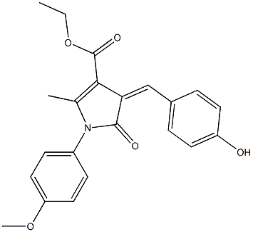 ethyl 4-(4-hydroxybenzylidene)-1-(4-methoxyphenyl)-2-methyl-5-oxo-4,5-dihydro-1H-pyrrole-3-carboxylate,,结构式